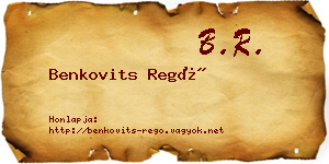 Benkovits Regő névjegykártya